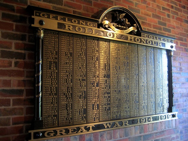 Honour Roll, World War I in the Memorial Wing Foyer, 2008.